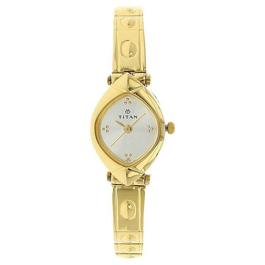 Titan Quartz Analog Silver Dial Stainless Steel Strap Watch for Women