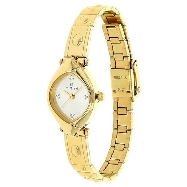 Titan Quartz Analog Silver Dial Stainless Steel Strap Watch for Women