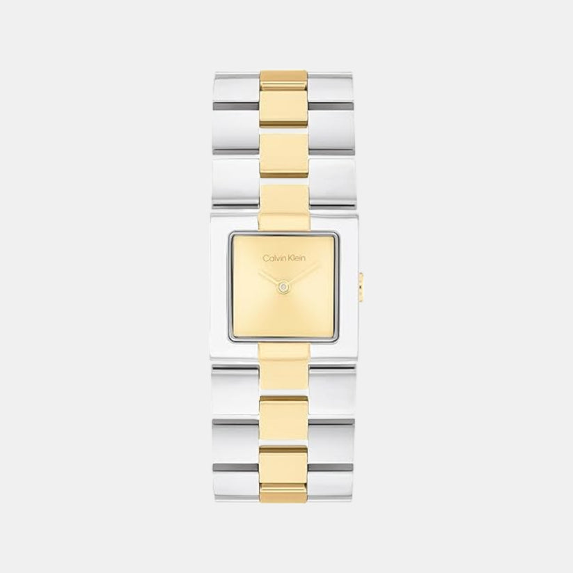 Ck Meridian Women Quartz Thin Gold Dial Analog Stainless Steel Watch 25100115