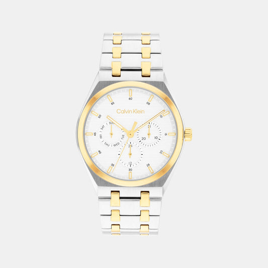 Ck Motion Men Quartz White Dial Multi-Function Stainless Steel Watch 25200533