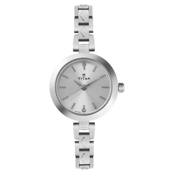 Titan Quartz Analog Silver Dial Silver Stainless Steel Strap Watch For Women