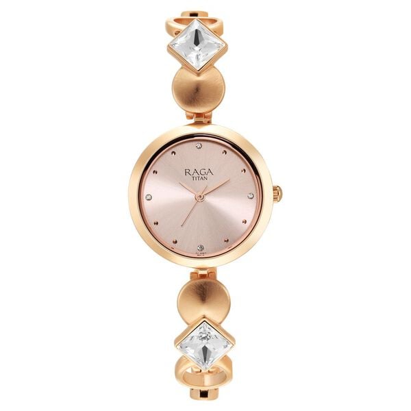 Titan Raga Love All Pink Dial Analog Metal Strap Watch for Women