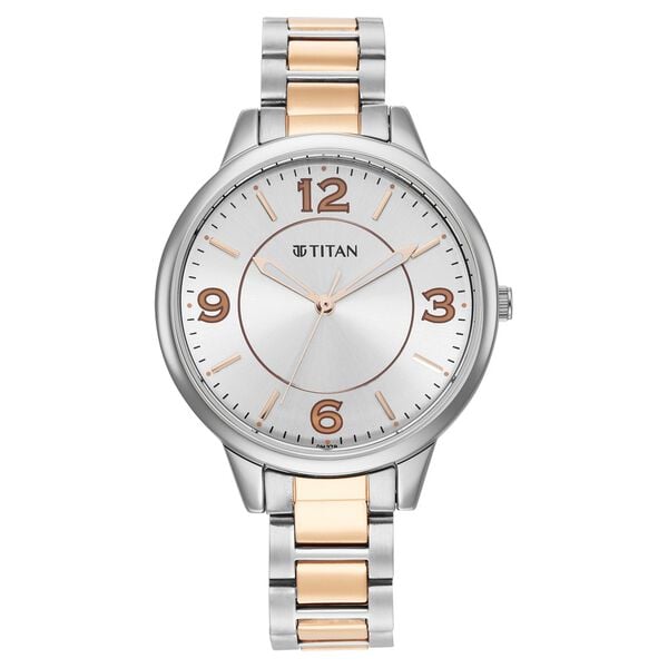 Titan Trendsetters Silver White Dial Analog Stainless Steel Strap Watch for Women