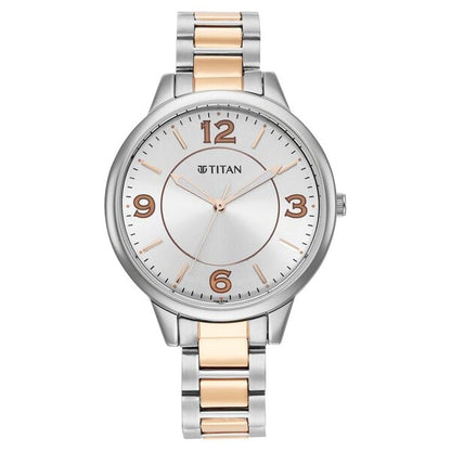 Titan Trendsetters Silver White Dial Analog Stainless Steel Strap Watch for Women