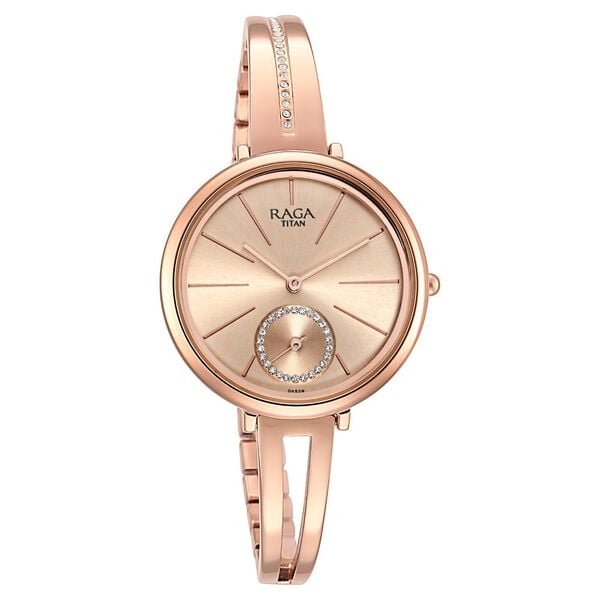 Titan Raga Viva Quartz Analog Rose Gold Dial Rose Gold Metal Strap Watch For Women