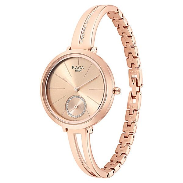Titan Raga Viva Quartz Analog Rose Gold Dial Rose Gold Metal Strap Watch For Women