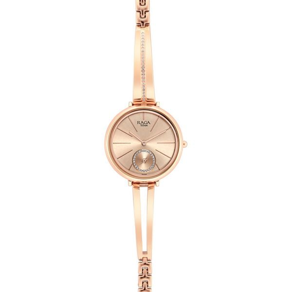 Titan Raga Viva Quartz Analog Rose Gold Dial Rose Gold Metal Strap Watch For Women
