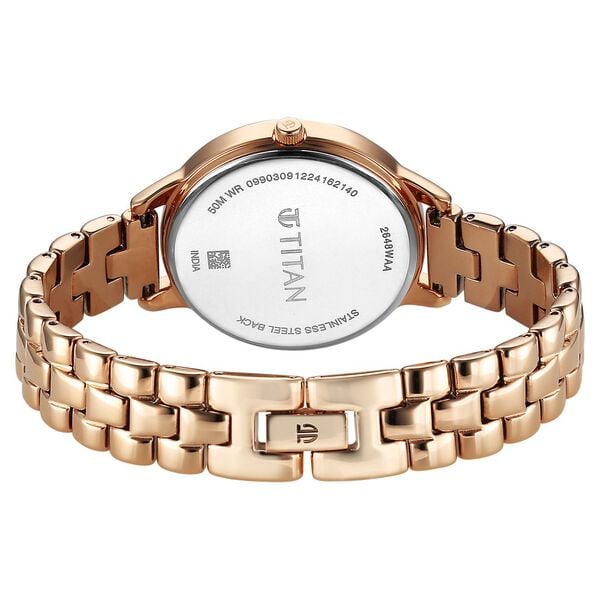 Titan Neo Quartz Analog Grey Dial Rose Gold Metal Strap Watch For Women