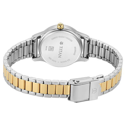 Titan Lagan Silver Dial Women Watch With Metal Strap - 25 mm Dial Size - Small Dial