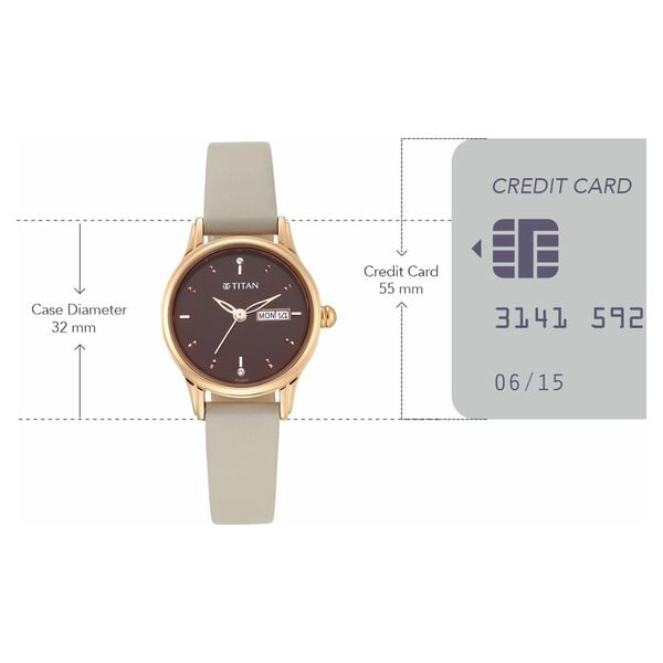 Titan Women's Lagan Chic: Studded Brown Dial watch with & Elegant Hands - 25 mm Case Size - Small Dial