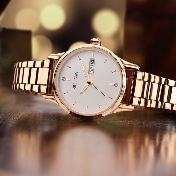 Titan Women's Lagan Watch: Rose Gold Accents & Refined Elegance - 25 mm Dial Size - Small Dial