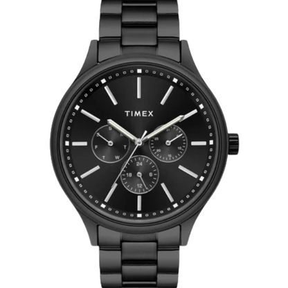 Fashion Men Quartz Black Dial Multi-Function Stainless Steel Watch TWEG18410