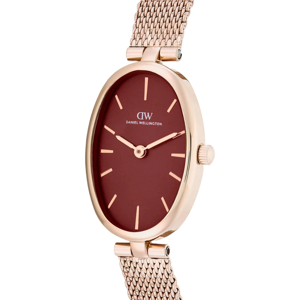 Women Quartz Burgundy Dial Analog Stainless Steel Watch DW0DL3001