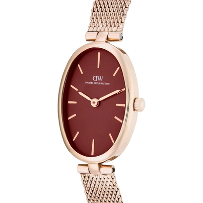 Women Quartz Burgundy Dial Analog Stainless Steel Watch DW0DL3001