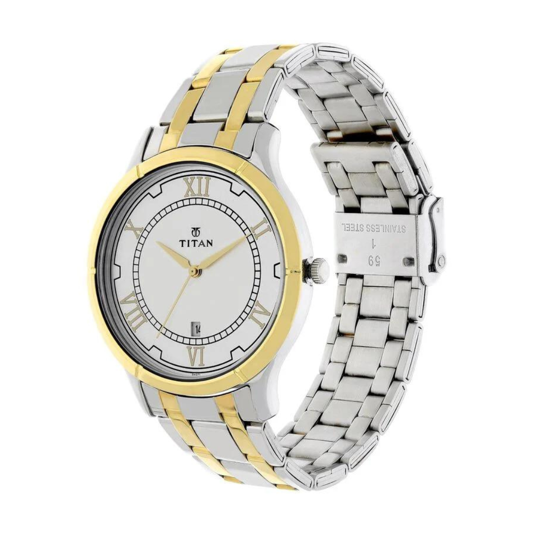Titan Analog with Date Dial Stainless Steel Strap watch for Men