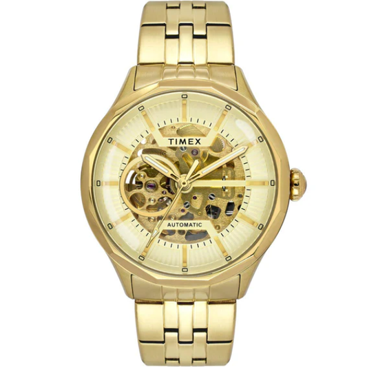 TIMEX Round Champagne Dial Analog Automatic Men's Watch - TWEG27600