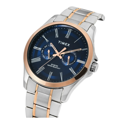 Timex Men Analaog Blue Round Brass Dial Watch - TW000X131