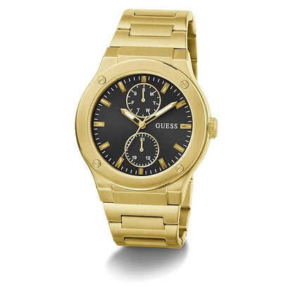 GUESS Stainless Steel Analog Black Dial Men's Watch-Gw0795G4, Band_ Golden