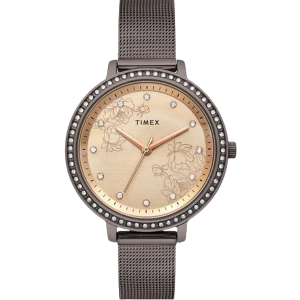 Fashion Women Quartz Rose Gold Dial Analog Stainless Steel Watch TWEL14705