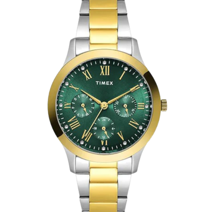Trendline Women Quartz Green Dial Multi-Function Stainless Steel Watch TW000Q822