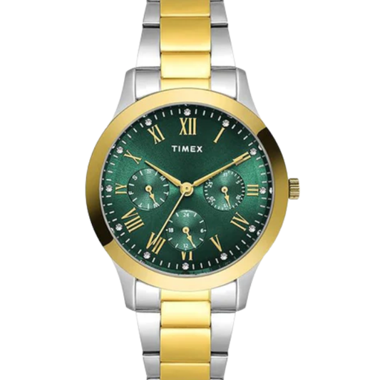 Trendline Women Quartz Green Dial Multi-Function Stainless Steel Watch TW000Q822