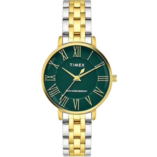 Fashion Women Quartz Green Dial Analog Stainless Steel Watch TWEL19107
