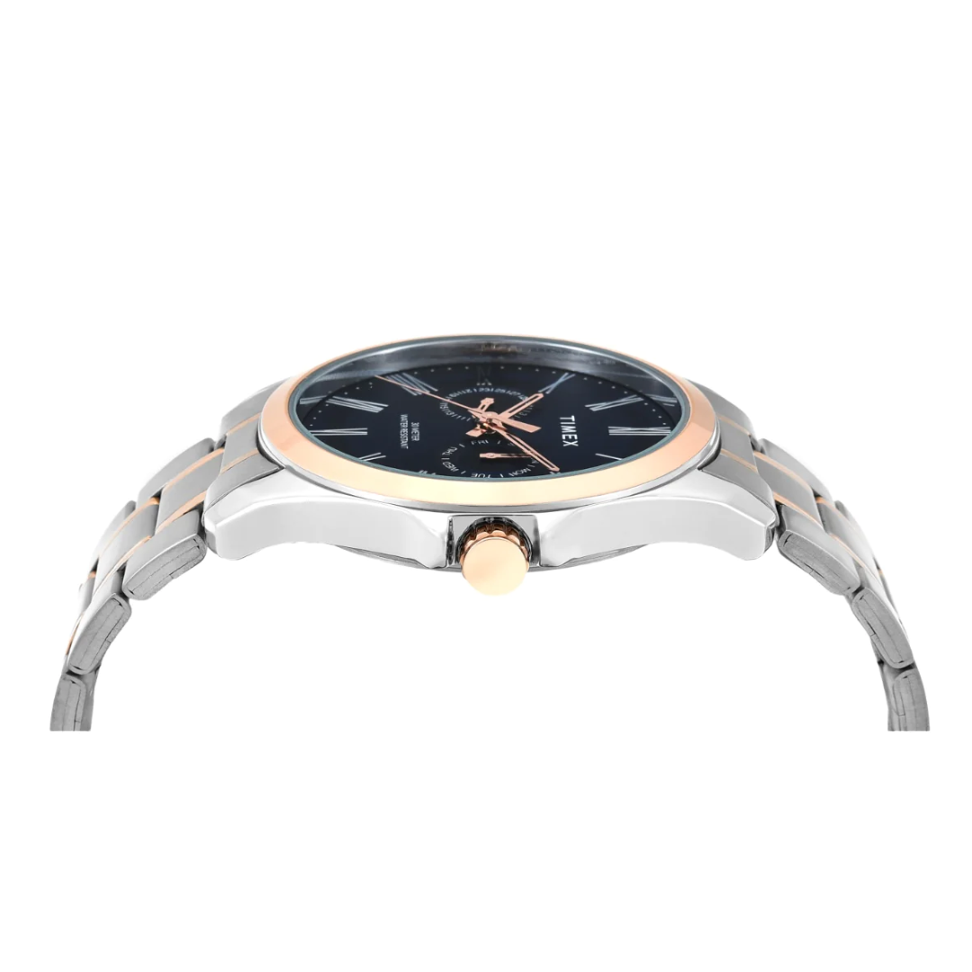 Timex Men Analaog Blue Round Brass Dial Watch - TW000X131