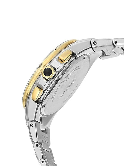 Seiko Stainless Steel Analog Black Dial Silver Strap Men's Watch - SSC798P1