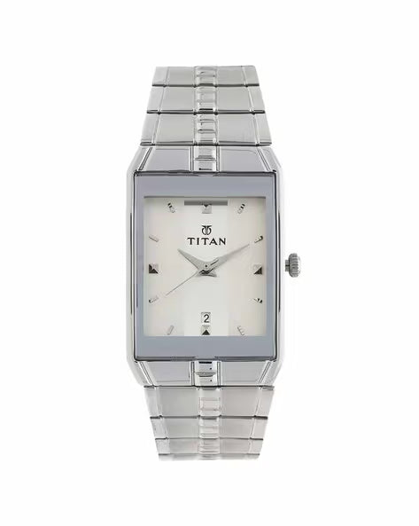 Titan Quartz Analog with Date White Dial Stainless Steel Strap Watch for Men