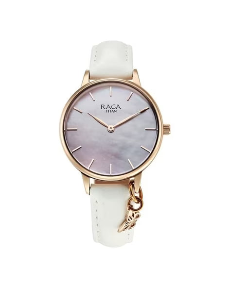 Titan Raga Showstopper Quartz Analog Mother Of Pearl Dial Metal Strap Watch For Women