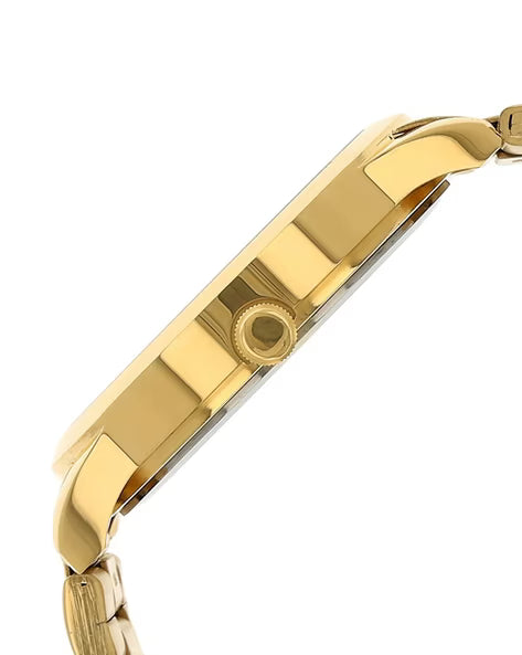 Titan Quartz Analog with Day and Date Silver Round Dial Golden Stainless Steel Strap Watch For Men