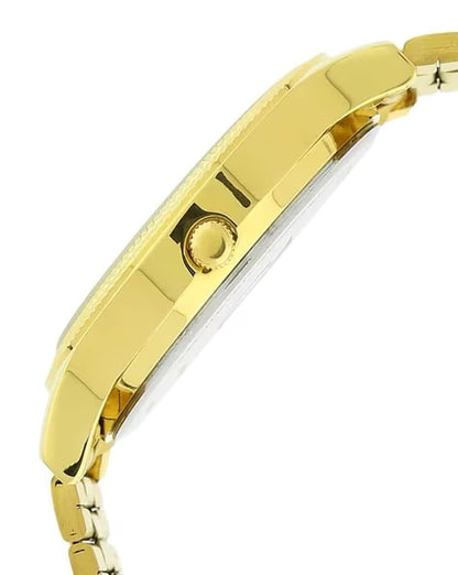 Titan Quartz Analog with Day and Date Golden Dial Stainless Steel Strap Watch for Men