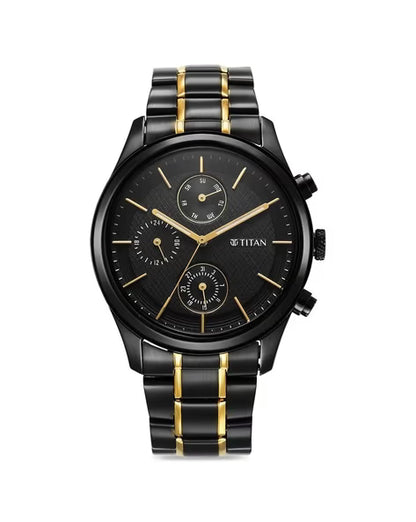 Titan Quartz Analog with Day and Date Black Dial Watch for Men