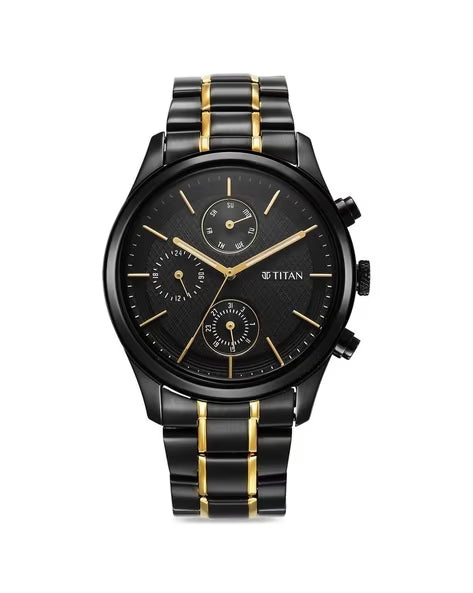 Titan Quartz Analog with Day and Date Black Dial Watch for Men