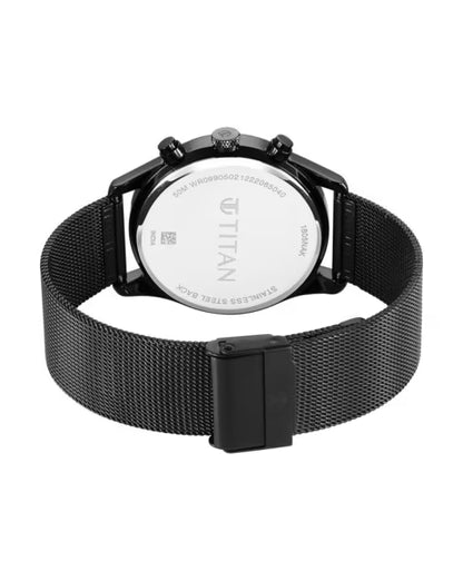 Titan Neo Black & Gold Quartz Analog with Day and Date Black Dial Stainless Steel Strap Watch for Men