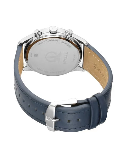 Titan Men's Metropolitan Charm: Men's Multifunctional Blue Watch with Leather Strap