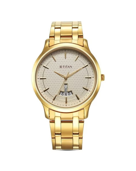 Titan Karishma Quartz Analog Champagne Dial Stainless Steel Strap Watch for Men