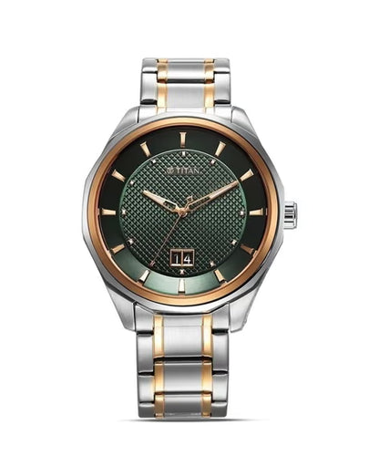 Titan Regalia Opulent Quartz Analog with Date Green Dial With Two Toned Stainless Steel Strap Watch For Men