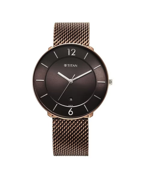 Titan Neo Splash Quartz Analog with Date Brown Dial Stainless Steel Strap Watch for Men