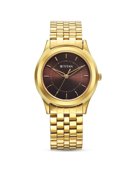 Titan Karishma Zing Quartz Analog Brown Dial Stainless Steel Strap Watch for Men