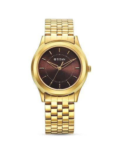 Titan Karishma Zing Quartz Analog Brown Dial Stainless Steel Strap Watch for Men