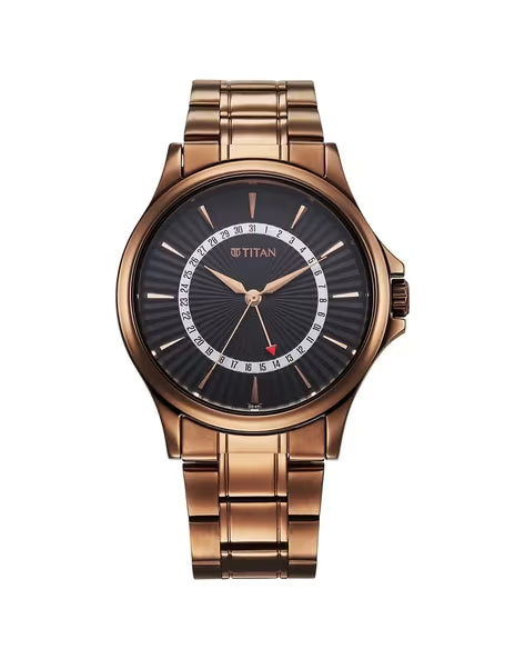 Titan Karishma Quartz Analog with Date Black Dial Stainless Steel Strap Watch For Men