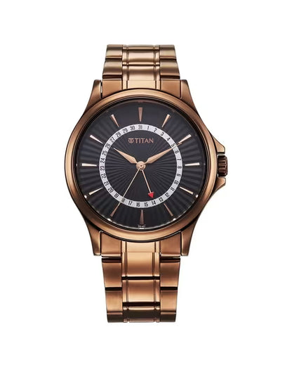 Titan Karishma Quartz Analog with Date Black Dial Stainless Steel Strap Watch For Men