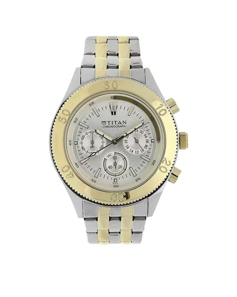 Titan Quartz Chronograph Silver Dial Stainless Steel Strap Watch for Men