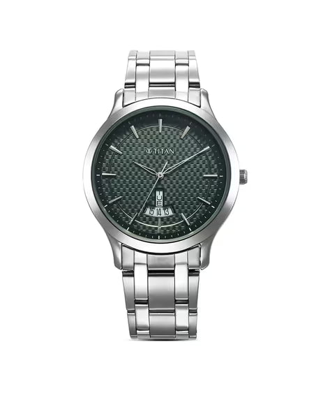 Titan Karishma Quartz Analog Green Dial Silver Stainless Steel Strap Watch For Men