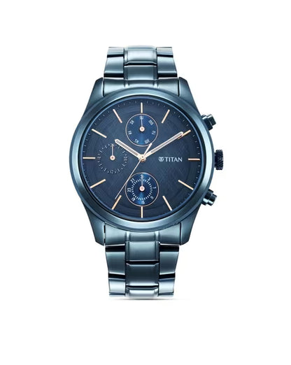 Titan Neo Splash Quartz Analog with Date Blue Dial Blue Stainless Steel Strap Watch For Men