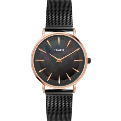 Fashion Women Quartz Black Dial Analog Stainless Steel Watch TWEL15608