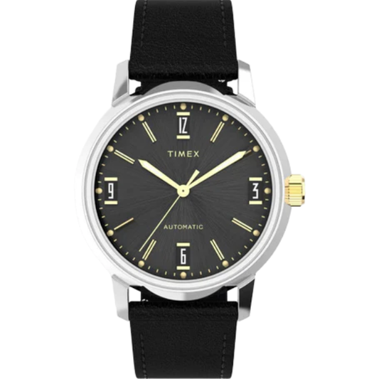 Men Automatic Black Dial Analog Leather Watch TW2W33900U9