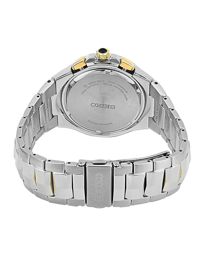 Seiko Stainless Steel Analog Black Dial Silver Strap Men's Watch - SSC798P1