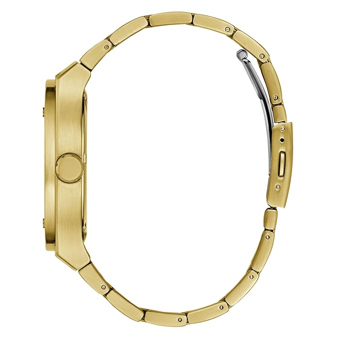 GUESS Stainless Steel Analog Black Dial Men's Watch-Gw0795G4, Band_ Golden